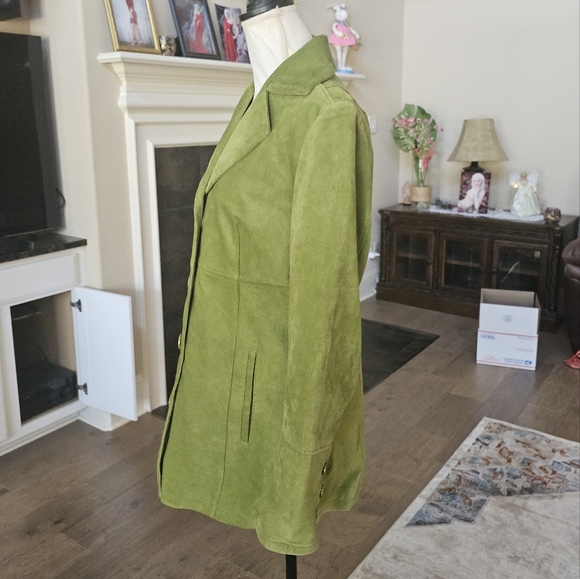 BERNARDO leather suede   green  jacket M - Picture 10 of 13